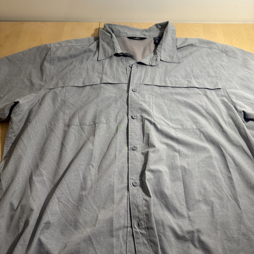 Wrangler‎ Mens Shirt 3XL Light Blue Short Sleeve Button Up Collared Pockets